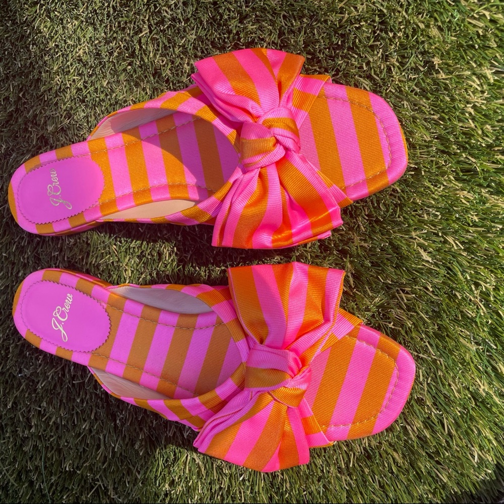 J.Crew Tie Stripe Bow Sandal size 38 (like new)